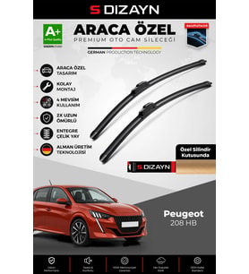 S-Dizayn Peugeot 208 HB Ön Cam Silecek Seti 2019 Üzeri Premium Araca Özel 65-40 Cm A+ Kalite