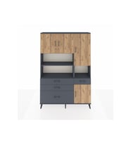 Arges Dolap 9 Raflı 4 Çekmeceli 4 Kapaklı 132x30x195 Antrasit-Çam/Antrasit