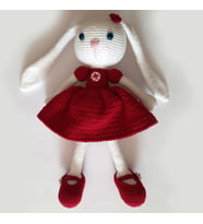 Düğmeli Tavşik Amigurumi Organik Oyuncak