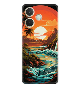 Oppo A5 Pro 5G Kılıf Boutique Baskılı Resimli Retro Mountain Pcode -079