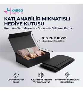 Katlanabilir Mıknatıslı Hediye Kutusu Premium Mukavva Sunum ve Saklama Kutusu Orta 30x26x10 cm