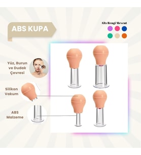 Silikon Vakumlu ABS Plastik Yüz Masaj Kupası 4'lü Set Bej
