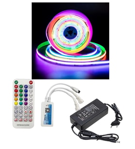 10 Metre 12 Volt 12 mm İç Mekan 720 Ledli Argb Pixel Cob Led SP611E Bluetoothlu Sese Duyarlı Çift Çı