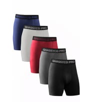 Ghassy Co. Erkek Pamuklu Likralı Spor Boxer 5'li Set Yumuşak Dokulu ve Rahat Kemerli (Çok Renkli)