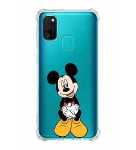 Samsung Galaxy M21  Köşe Korumalı Antişok Kapak Mickey Mouse Tasarımlı Şeffaf  Kılıf