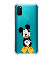 Samsung Galaxy M21  Köşe Korumalı Antişok Kapak Mickey Mouse Tasarımlı Şeffaf  Kılıf