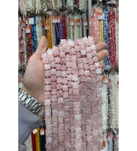 Pembe Kuvars Taşı Küp Yıldız Kesim 10x10mm Doğal Taş Dizi