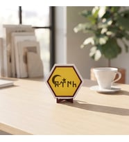 Göktürkçe Türk Yazılı Ay Yıldız Motifli Masaüstü Objesi Özel Günlerde Sevdikleriniz İçin Anlamlı Bir Hediye 10x10 cm, Sarı