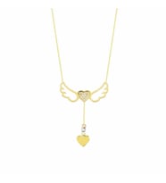 Melek Kanad Altın Kolye Kalpli 14K Gold