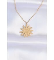 316L Çelik Zincir Gold Renk Göz Güneşi Tasarımlı Kolye 5886 - SSSSSS9270-2199