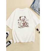 Unisex Bear Bear Baskılı Tasarım Tshirt (Beyaz)