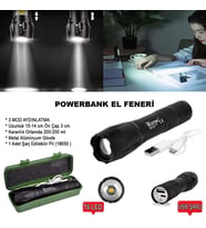 Northcity Powerbank Özellikli Uzun Menzilli El Feneri Wt-039 – 250m Menzil, 3 Mod, Metal Gövde