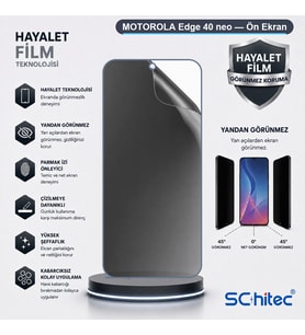 SChitec MOTOROLA Edge 40 neo Uyumlu Ön Yüzey Hayalet Privacy Hidrojel Ekran Koruyucu