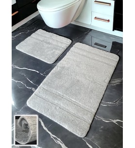 Salzach Açık Gri 2li Banyo Paspası (60x100 50x60 cm)