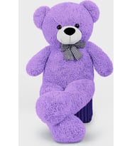 90 cm Rengarenk Papyonlu Peluş Ayıcık - % 100 YERLİ (Mor)
