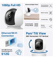 Lexroo C202, 1080P Full HD, Hareket Tespit ve Takibi, 360°, 9m Gece Görüşü, Çift Yönlü Ses, Alarm