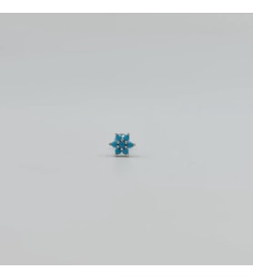 Gümüş Mavi Taşlı Çiçekli Piercing Küpe Tragus