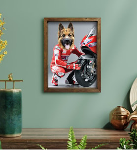Evcil Dostlara Özel MotoGP Tasarımlı Portre Doğal Masif Ahşap Çerçeveli Tablo 30x40cm-3