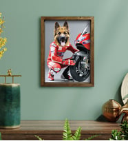 Evcil Dostlara Özel MotoGP Tasarımlı Portre Doğal Masif Ahşap Çerçeveli Tablo 30x40cm-3