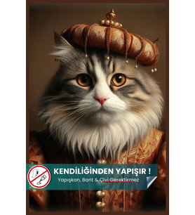 Soylu Tüylü Kedi Poster, Premium Baskı Poster, Gri Kedi, Statik Akıllı Kağıt (Yapay Zeka Tasarım)