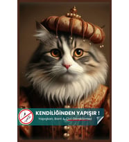 Soylu Tüylü Kedi Poster, Premium Baskı Poster, Gri Kedi, Statik Akıllı Kağıt (Yapay Zeka Tasarım)