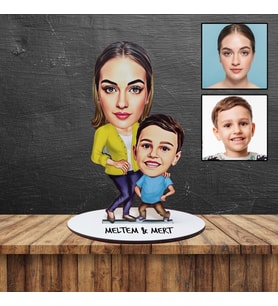 Kişiye Özel Baskılı Anne Ve Çocuk Baskılı Anneler Günü Karikatür Biblo