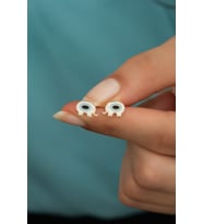 925 Ayar Gümüş Minimal Mineli Fil Küpe