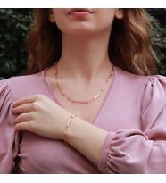Rose Gold Kaplama Trend Geçme Zincir Gümüş Set