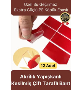 Çok Amaçlı Güçlü Su Geçirmez Hazır Kesilmiş Şeffaf 25x30mm PE Köpük Çift Taraflı Asma Bant-12 Adet
