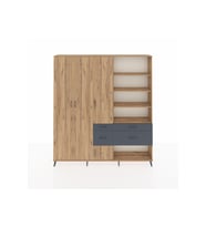 Arges Dolap 14 Raflı 4 Çekmeceli 4 Kapaklı 220x30x243 Çam-Çam/Antrasit
