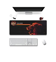 SonicTouch Kişiye isme Özel Aslan Figürlü Sarı Kırmızı Fotoğraflı XXL Gamer Klavye Mousepad 40x90cm