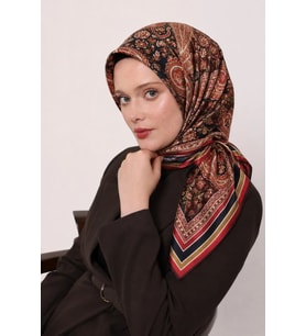 Lesscarves Pamuk İpek Eşarp Etnik Desenli LS2205