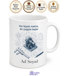 Makine Resim Konstrüksiyon CAD Çizimleri 3D Tasarım Mühendis Hediye Kupa Bardak