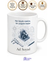 Makine Resim Konstrüksiyon CAD Çizimleri 3D Tasarım Mühendis Hediye Kupa Bardak