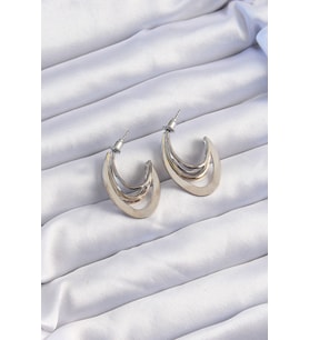 Pirinç Gold Gümüş Renkli Düz Plaka Halka Küpe (Karışık)