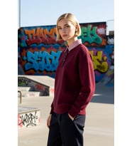 Kadın Polo Yaka Düşük Kol Düğme Detaylı Sweatshirt Fonksiyonel Dayanıklı Kaliteli Konforlu