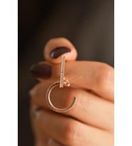 Zirkon Taşlı Rose Halka Model Çivili Gümüş Küpe (B)