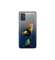Samsung Galaxy M31s ile Uyumlu Splash Kedi Tasarımlı Şeffaf Silikon Kılıf