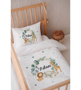%100 Pamuk Saten Isme Özel 100x150 Bebek Yatak Nevresim Seti