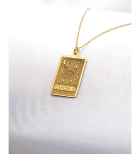 Kişiye Özel 925 Ayar Gümüş Tasarım Yengeç Burcu Kolye (Gold)