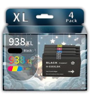 Hp 938xl-4s6y2pe+4s6x9pe+4s6y0pe+4s6y1pe Muadil Siyah+mavi+kırmızı-sarı Kartuşu Set