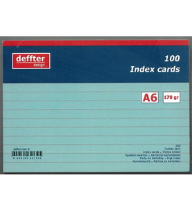 DEFFTER INDEX KARTI A6 MAVİ ÇİZGİLİ