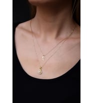 925 Ayar Gümüş Gold Kaplama Asansörlü Taşlı Inci Taşlı Istiridye Kristal Kesim E Harf Kolye