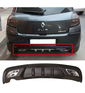 Renault Clio Mk3 Difüzör Difizör Siyah + Kare Egzoz Görünüm C Tip 2006 - 2012
