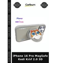 iPhone 16 Pro MagSafe Kedi Kılıf 2.0 3D Telefon Kılıfı Modern Stil