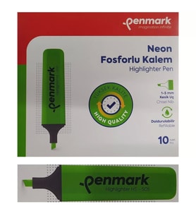 Penmark Fosforlu Kalem Neon Yeşil Renk (10 Adet)