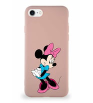 Apple iPhone SE 2020 Soft Premier Kapak Minnie Mouse-F Tasarımlı Silikon Kılıf - Pudra (Şeffaf)