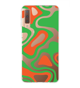Samsung Galaxy A7 (2018)  Kapak Renkli Desen Tasarımlı Şeffaf Silikon Kılıf