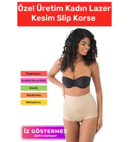 Özel Üretim Sıkılaştırıcı İz Göstermeyen Toparlayıcı Şekillendirici Kaymaz Lazer Kesim Slip Korse (Ten)
