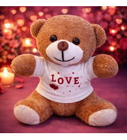 Love Baskılı Tişörtlü Kahverengi Peluş Ayıcık